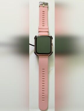 Pink Silicone Smartwatch with Rose Gold Case